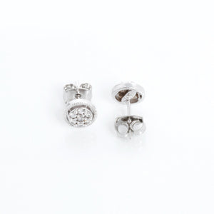14K White gold Halo Pave Diamond Studs