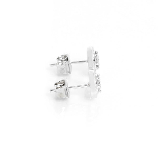 14K White gold Halo Pave Diamond Studs