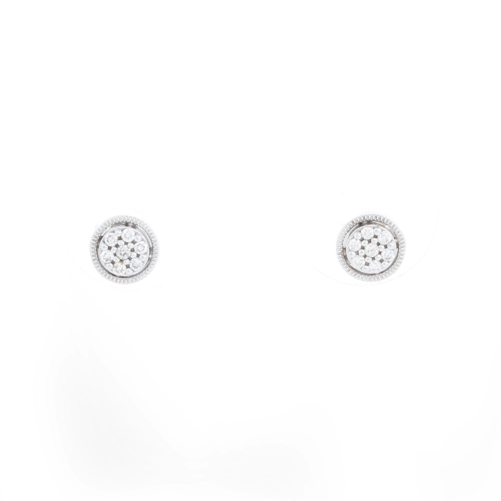 14K White gold Halo Pave Diamond Studs