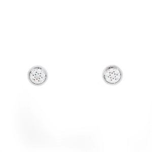 14K White gold Halo Pave Diamond Studs