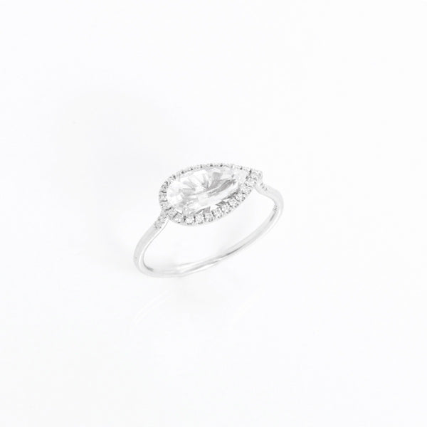 Pear Shaped Beryl & Diamond Ring Size 6.75