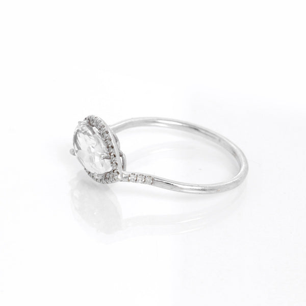 Pear Shaped Beryl & Diamond Ring Size 6.75