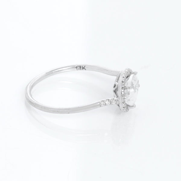 Pear Shaped Beryl & Diamond Ring Size 6.75