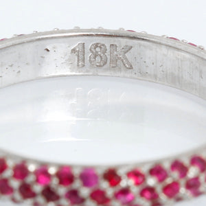 14K White Gold Pave Ruby Band Size 7