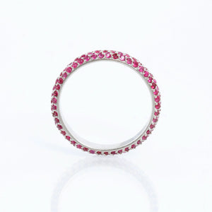 14K White Gold Pave Ruby Band Size 7