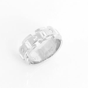 14K White Gold Diamond Band Mens