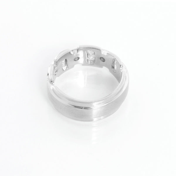 14K White Gold Diamond Band Mens
