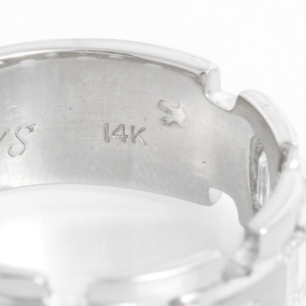 14K White Gold Diamond Band Mens