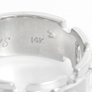 Double Star 14K White Gold Pave Diamond Necklace