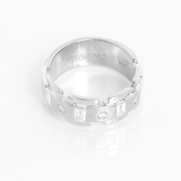 Double Star 14K White Gold Pave Diamond Necklace