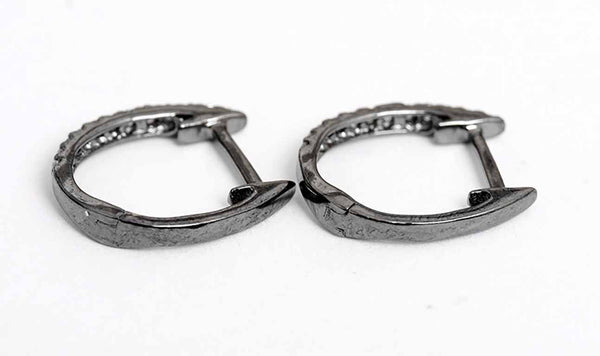 Diamond 14k Black Gold Mini Hoop Earrings Apx. .13 cts.