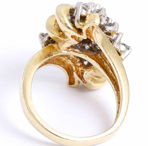 Beautiful 14k Yellow Apx. 1 ct. 27-Diamond Waterfall Ring