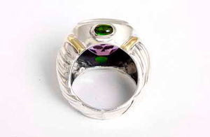 David Yurman Amethyst and Green Tourmaline Ring Sz. 5