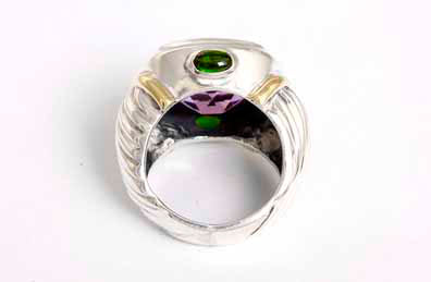 David Yurman Amethyst and Green Tourmaline Ring Sz. 5