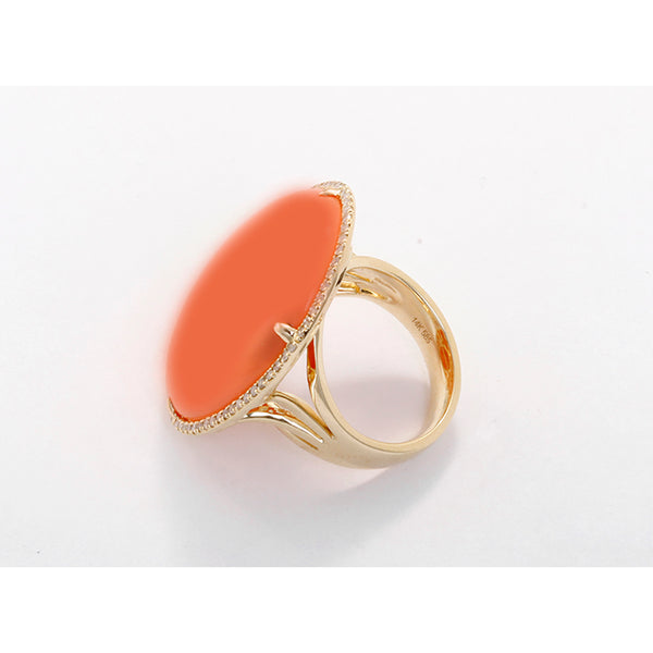 Beautiful 14K Yellow Gold, Orange Agate, & Diamond Ring Sz.7