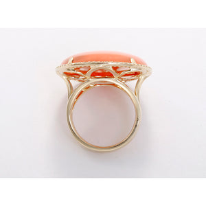 Beautiful 14K Yellow Gold, Orange Agate, & Diamond Ring Sz.7
