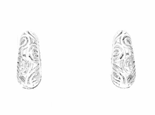 Natalie K 14K Gold Black & White Diamond Swirl Hoop Earrings