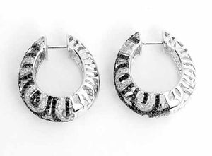Natalie K 14K Gold Black & White Diamond Swirl Hoop Earrings