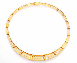 Unique 14K Yellow Gold Greek Key Motif Necklace