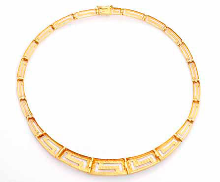 Unique 14K Yellow Gold Greek Key Motif Necklace