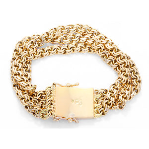 Vintage 18K Yellow Gold Double Fancy Link Chain Bracelet