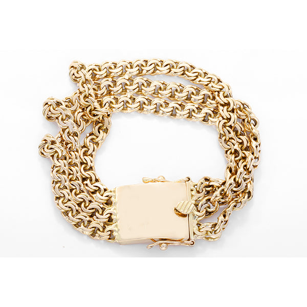 Vintage 18K Yellow Gold Double Fancy Link Chain Bracelet