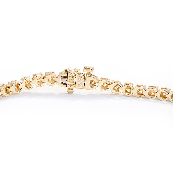 Beautiful 14K Yellow Gold and Diamond Tennis Bracelet