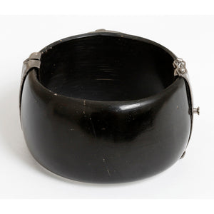 Bakelite, Diamond, & Silver Cuff with Ruby Design