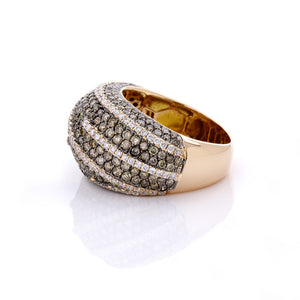Beautiful 18k Rose Gold, Brown and White Diamond Ring Sz. 7