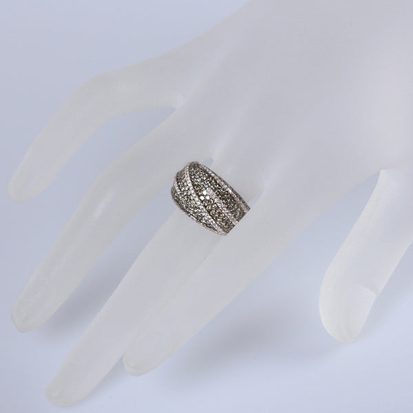 Beautiful 18k Rose Gold, Brown and White Diamond Ring Sz. 7