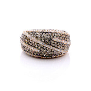 Beautiful 18k Rose Gold, Brown and White Diamond Ring Sz. 7