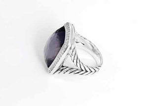 David Yurman 'Albion' Ring with Black Orchid & Diamonds Sz.7