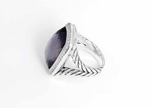 David Yurman 'Albion' Ring with Black Orchid & Diamonds Sz.7