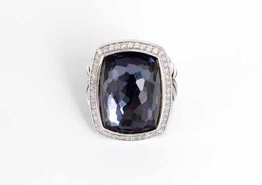 David Yurman 'Albion' Ring with Black Orchid & Diamonds Sz.7