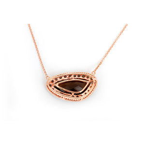 Beautiful 14k Rose Gold, Smoky Quartz and Diamond Necklace