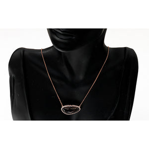 Beautiful 14k Rose Gold, Smoky Quartz and Diamond Necklace