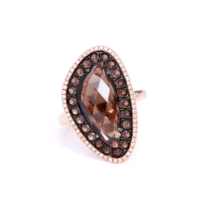 Amazing Smoky Quartz and Diamond Ring Sz. 7-1/2