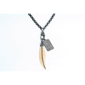 Amazing Stainless Steel, Bone, and Black Diamond Necklace