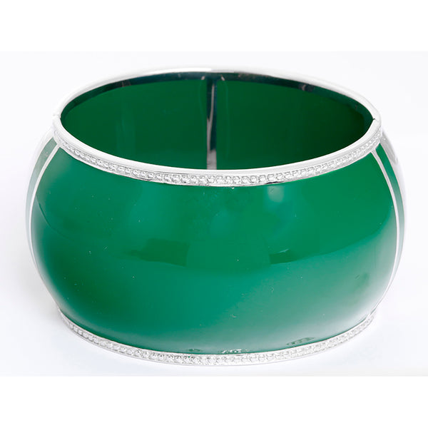 Miriam Salat Peacock Topaz, Sterling Silver, and Green Resin Cuff Bracelet