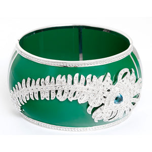 Miriam Salat Peacock Topaz, Sterling Silver, and Green Resin Cuff Bracelet