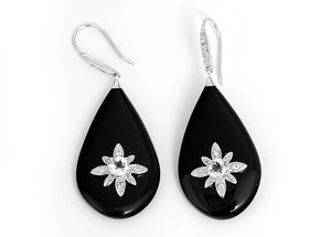 Miriam Salat Starbust Black Resin and Topaz Drop Earrings