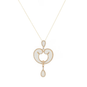 Stunning White Onyx and Diamond Yellow Gold Necklace