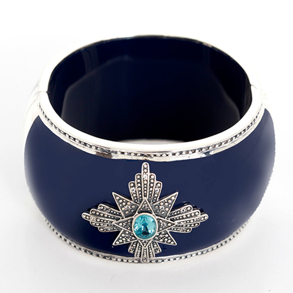 Miriam Salat Blue and White Topaz Medallion Cuff
