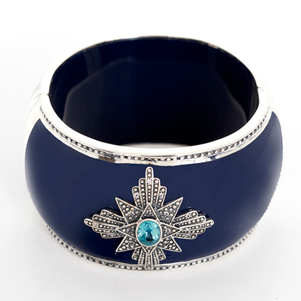 Miriam Salat Blue and White Topaz Medallion Cuff