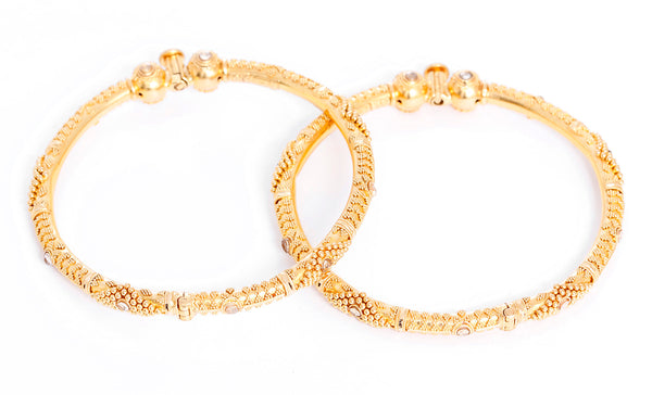 Bohemian 22k Yellow Gold and Gemstone Bangle Set