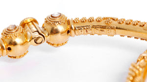 Bohemian 22k Yellow Gold and Gemstone Bangle Set