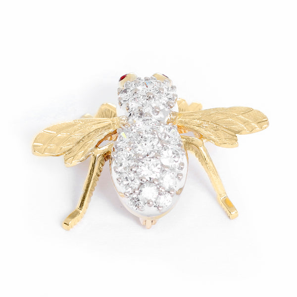 Rosenthal 18k Yellow Gold and Diamond Large Bee Pin