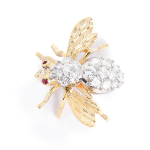 Rosenthal 18k Yellow Gold and Diamond Large Bee Pin