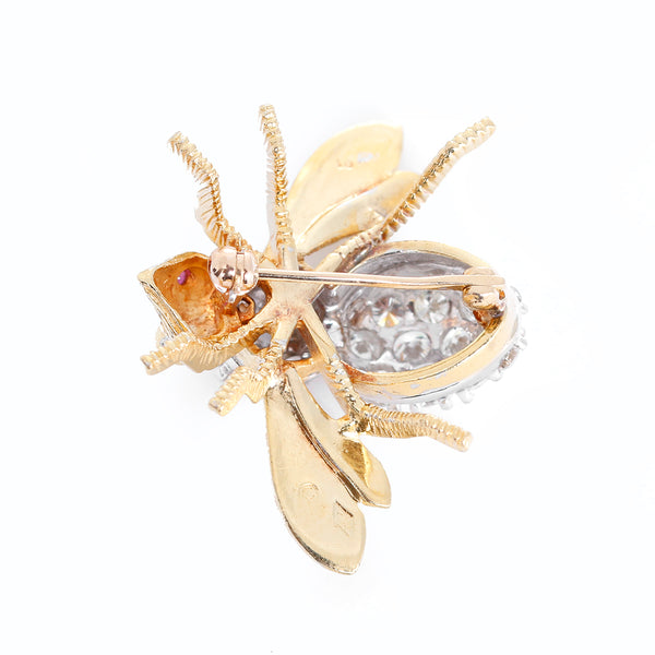 Rosenthal 18k Yellow Gold and Diamond Large Bee Pin