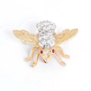 Rosenthal 18k Yellow Gold and Diamond Large Bee Pin